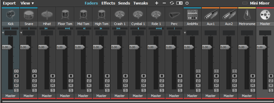 FXpansion BFD3 Review 9 FXPansion BFD 3 Review Faders